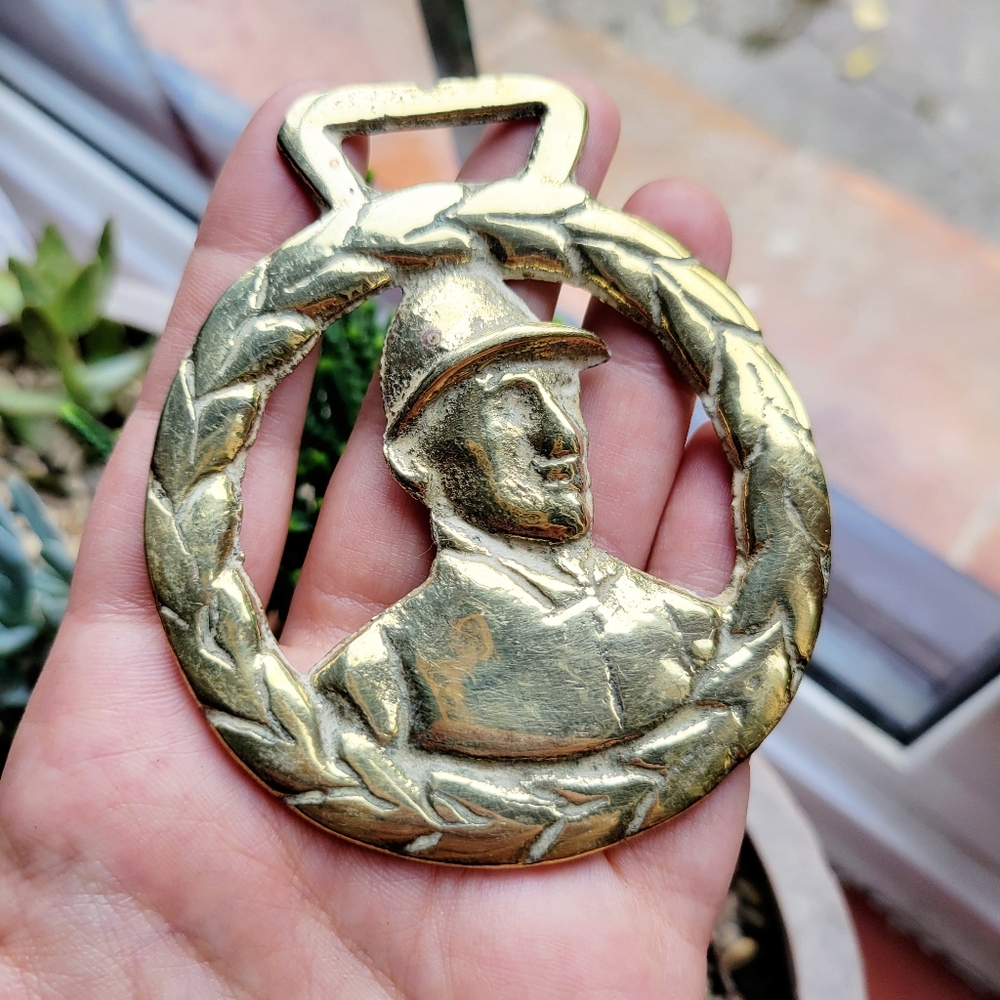 Vintage Horse Brass Jockey Harness Bottle Opener
